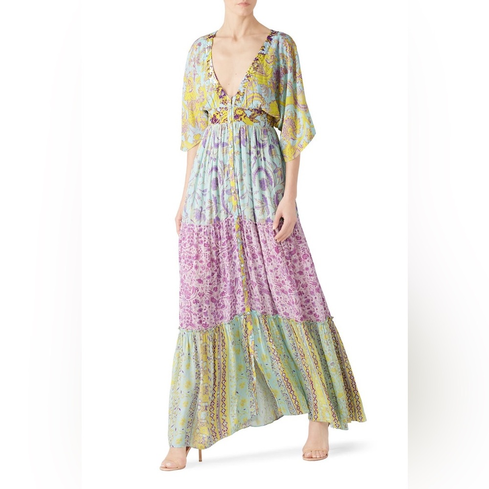 Hemant & Nandita Layla Multi Floral-Print Maxi Dress | Size L - Picture 3 of 9